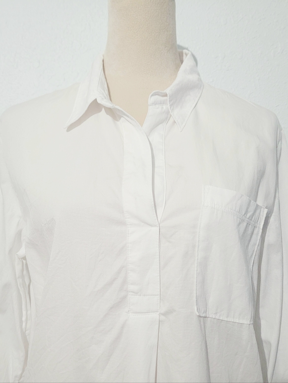 Liz Claiborne White Blouse Tunic Womens Size Small 100% Cotton Popover Classic - Picture 5 of 12